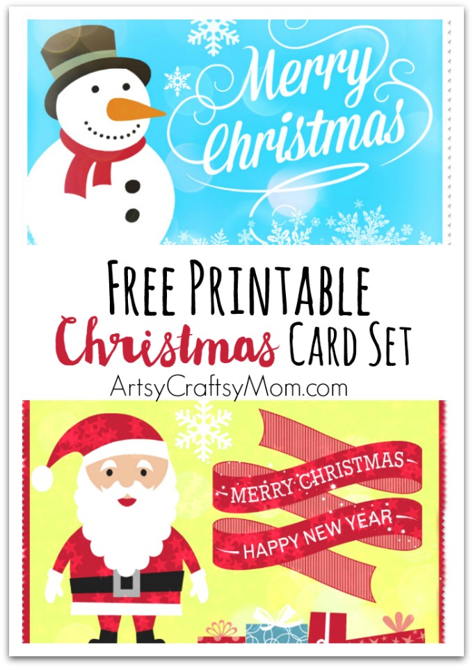 2 Free Printable Christmas Cards Print at home Artsy Craftsy Mom