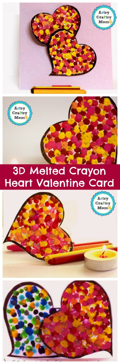 3D Melted Crayon Valentine Heart Card 