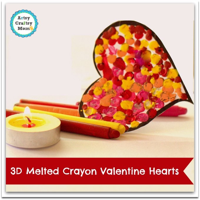 3D Melted Crayon Heart valentine