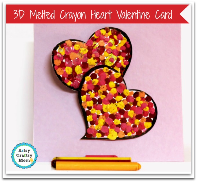 3D Melted Crayon Valentine Heart Card
