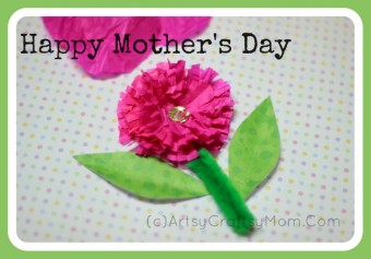 Mother's day craft - Crepe paper Flower magnet