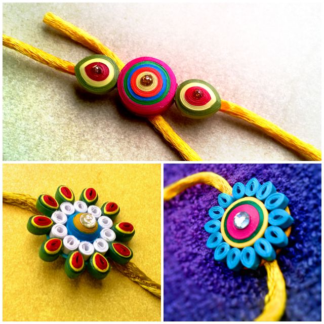 easy quilling rakhi designs - We have 15 best ideas to make Rakhi at home for Rakshabandhan - Perfect rakhi ideas for kids to make, rakhi competition, best of waste, simple and handmade with detailed step by step images- ArtsyCraftsyMom