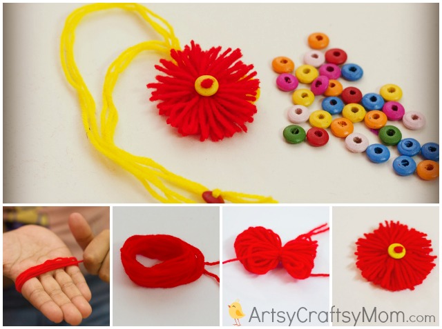 how to make a wool rakhi at home. We have 15 best ideas to make Rakhi at home for Rakshabandhan - Perfect rakhi ideas for kids to make, rakhi competition, best of waste, simple and handmade with detailed step by step images- ArtsyCraftsyMom