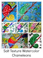 Salt Texture Watercolor – Chameleons at Anand Vidyalaya