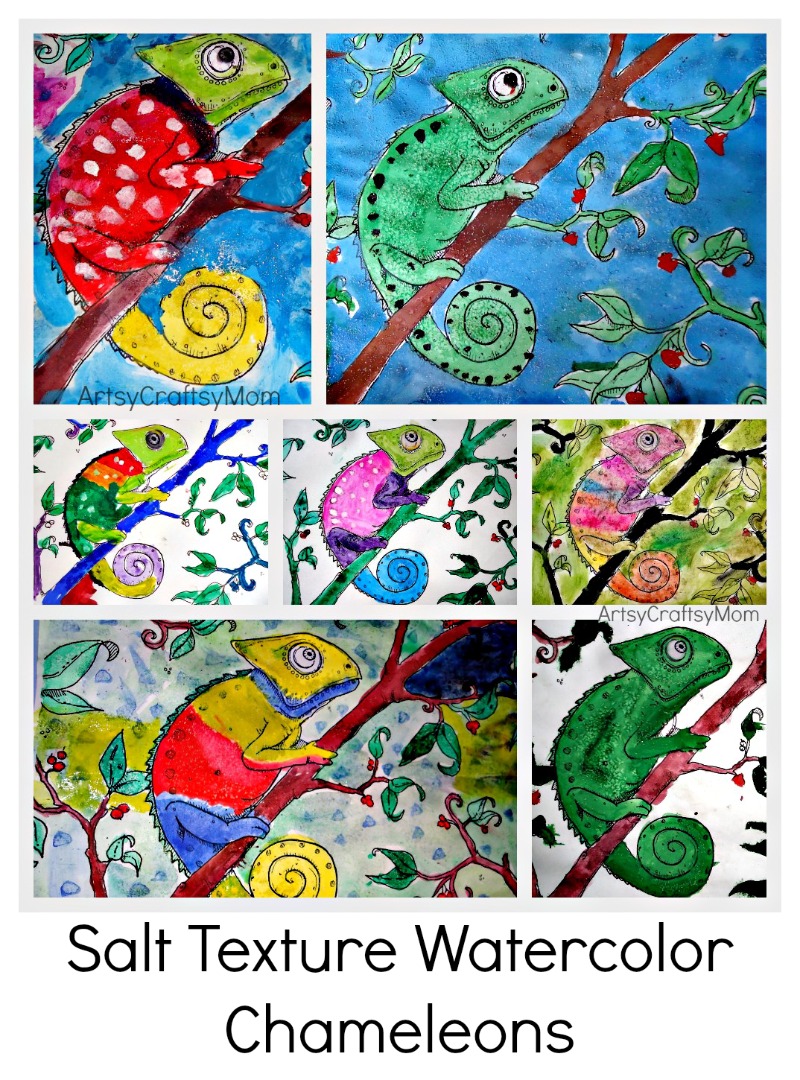 Salt-Texture-Watercolor-Chameleons