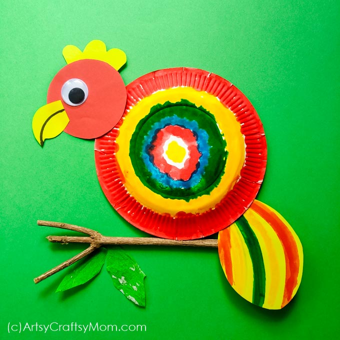 Paper Plate Parrot Craft is an extremely easy and fascinating craft for young kids. Watch their happy faces as they transform a plate into a colorful bird.