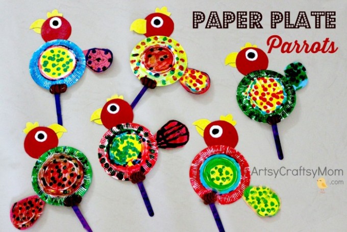 This Paper Plate Parrot Craft is the perfect project for a rainforest or bird unit at home or at school for Preschoolers. Dot Marker Art for kids