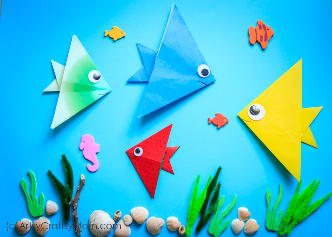 One Fish Two Fish Dr Seuss Craft Origami Fish Artsy Craftsy Mom
