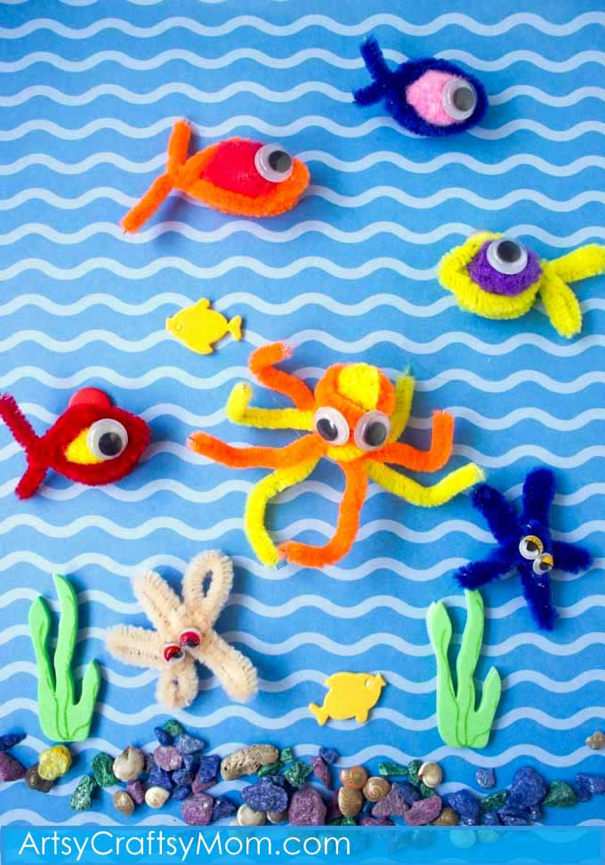 Pipe Cleaner Fishing Game - star fishes, octopus, puffy fishes all galore . Have fun making them & then catching them with magnets
