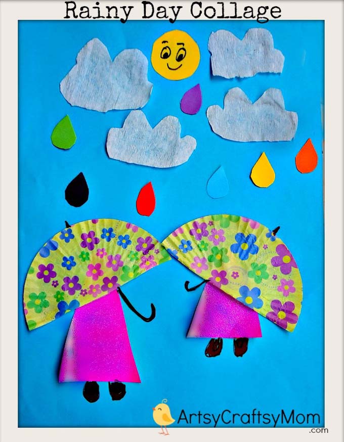 When it's pouring outside, make playing inside fun with our Rainy Day Paper Collage Art for Kids. Perfect for improving scissor cutting fine motor skills. 