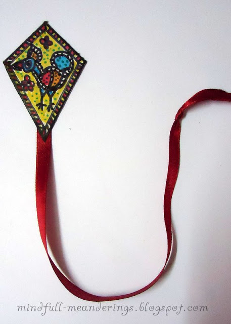 DIY Madhubani style Kite bookmark