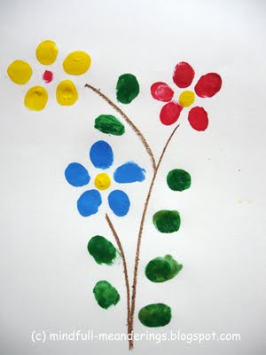 Finger print flowers - greeting card