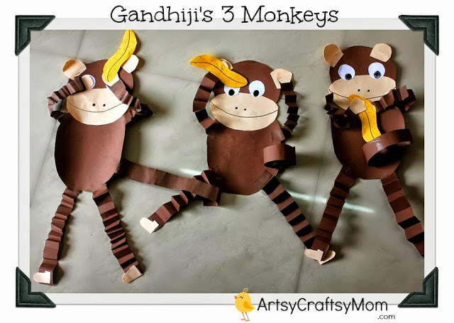 Gandhi 3 monkey craft