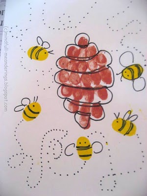 Thumbprint Honey Bee & Hive