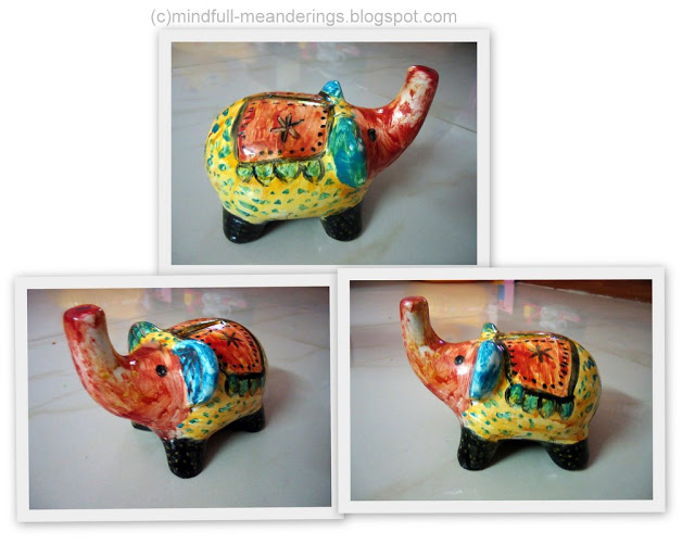 ceramic hand painted elephant piggy bank