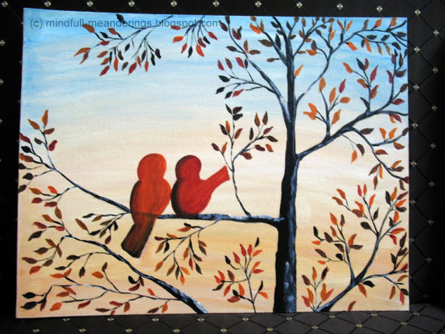Acrylic on canvas - 2 birds on a tree