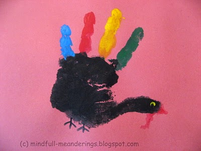 Handprint Turkey art for kids - Thanksgiving idea