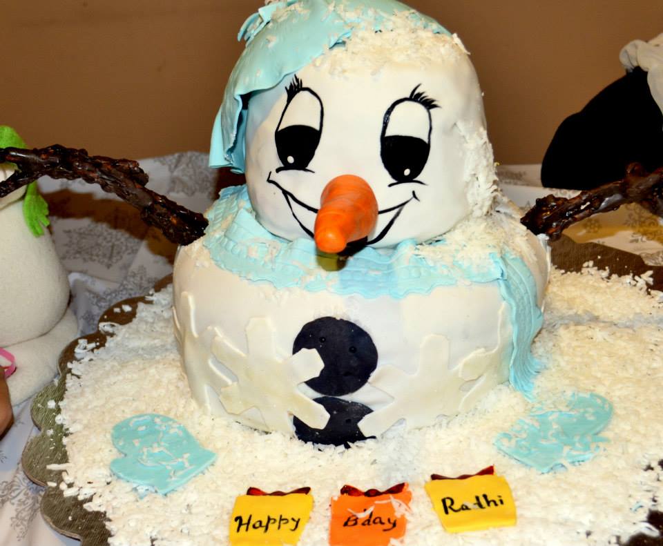 Snowman Theme Birthday Party Cake
