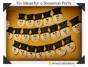 Snowman Theme Birthday Party - Snowman paper plate bunting