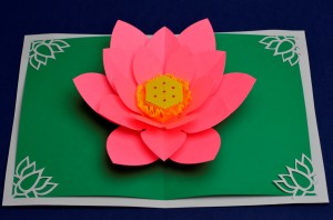 Mothers Day Lotus Flower Pop Up Card pink