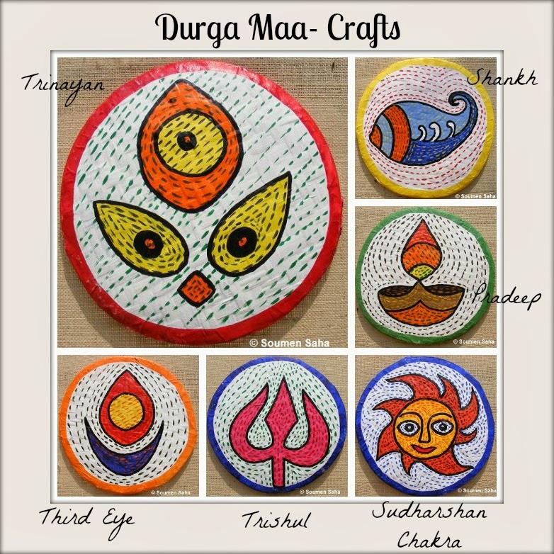 Durga craft Collage | Day 6 Durga Maa Crafts |21 Navratri Dussehra Activities and Crafts to get your child involved in the festivities- crafts, puppets and activities that are both fun and educational. 