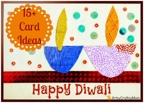 Diwali fire cracker card | 15+ Diwali card making ideas for kids - kandils, lamps, crackers, lanterns. easy to make at Home with kids and makes a great handmade gift from ArtsycraftsyMom.com