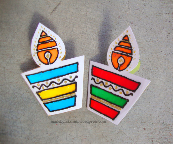 diwali-card-making-ohp-card - 15+ Diwali card making ideas for kids - kandils, lamps, crackers, lanterns. easy to make at Home with kids and makes a great handmade gift from ArtsycraftsyMom.com