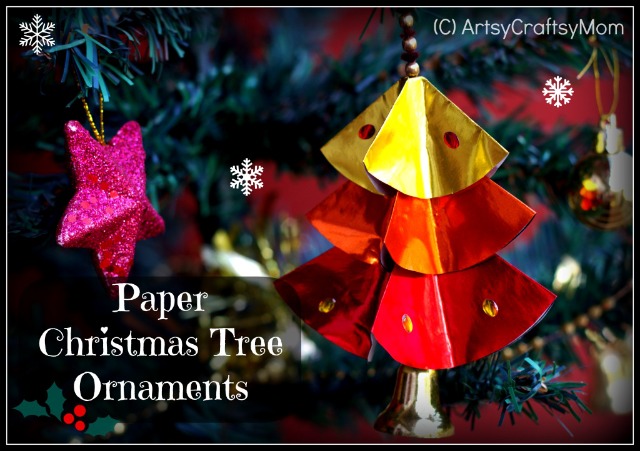 DIY Paper Christmas Tree Ornaments - These paper ornaments are kid-friendly and easy , Homemade crafts for kids to make and many more ideas for Christmas