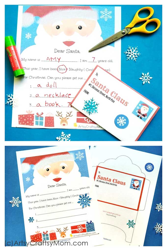 Free Printable Letter To Santa And Envelope For Children Artsy Craftsy Mom