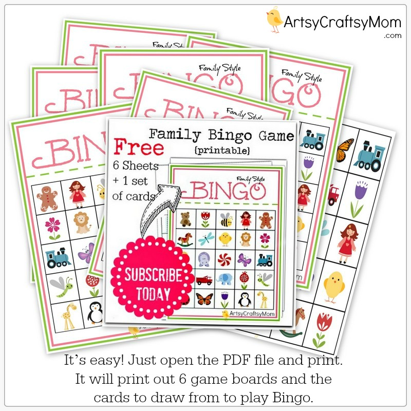 Family Bingo game Free printable