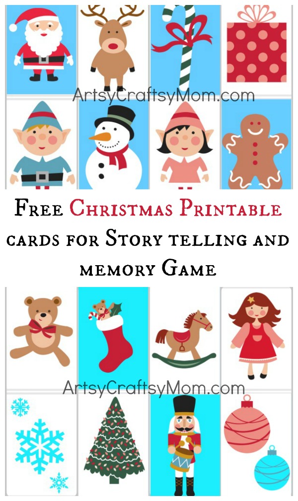 Free Christmas Printable cards for Story telling and memory Game