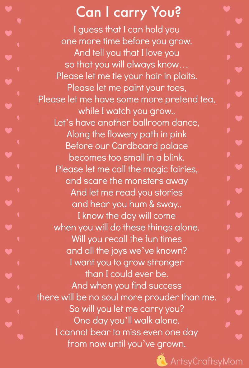 Can I carry You -poem for my daughter