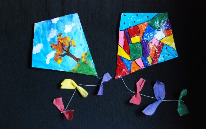 Finger painted Kites