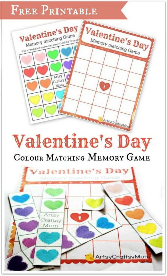 Free Printable Valentines day Colour matching Memory game1