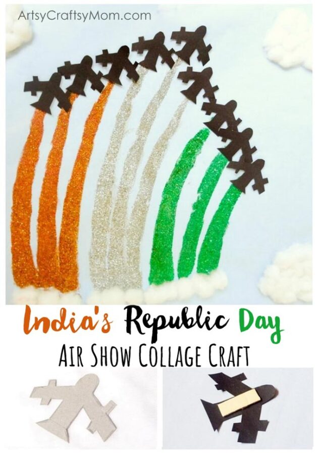 India Republic Day Air Show Collage Craft - This Republic Day, make your own special Air Show at home with this super easy paper collage craft!