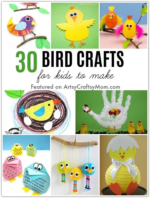 Check out our easy spring bird crafts for kids that include chicks, peacocks, parrots & more. Perfect to learn about our feathered friends!