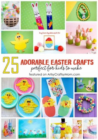 25 Of The Cutest Easter Crafts for Kids including bunnies, chicks, eggs & decorations, wreath, Easter baskets and more Easter decorations perfect for all ages