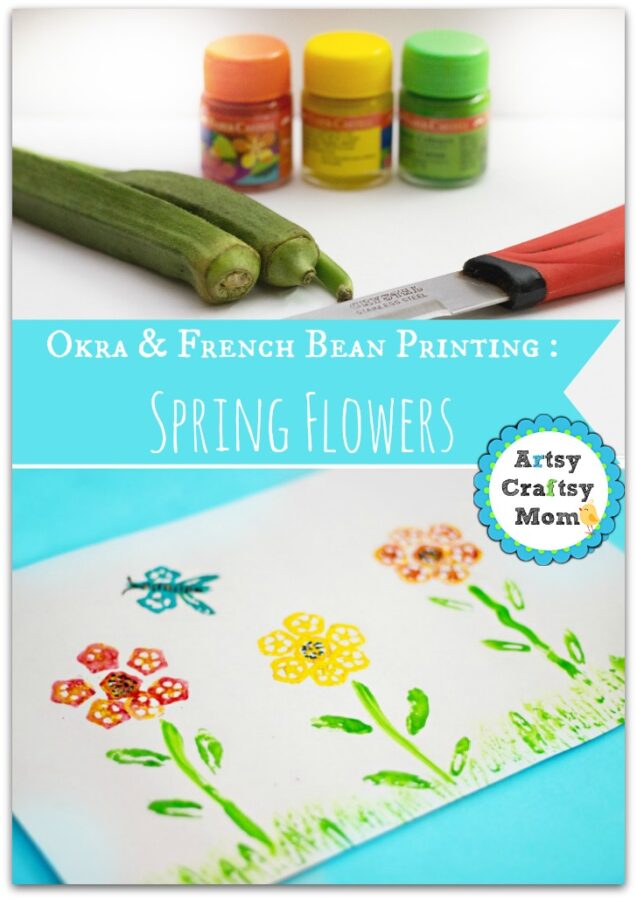 Okra French bean printing spring flower