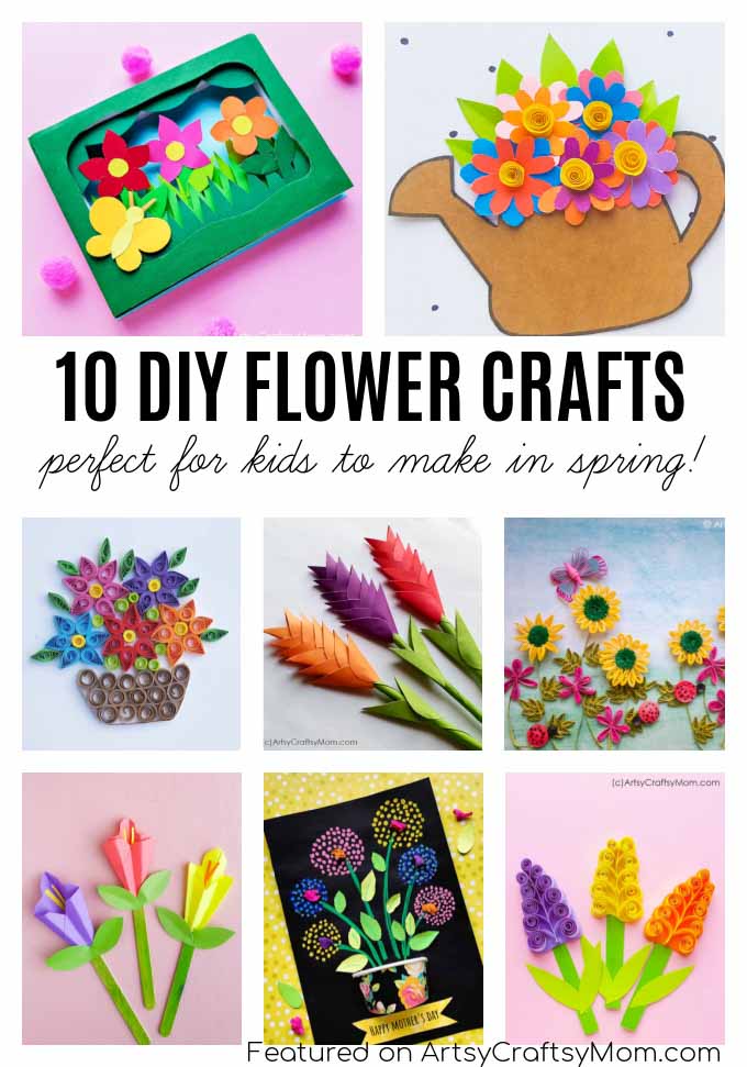 Spring Flower Crafts | 72 Fun, Easy Spring Crafts for Kids - includes Flower Crafts, Animal Crafts, Bird crafts, Spring edible treats, Nature Crafts, Outdoor crafts and more.