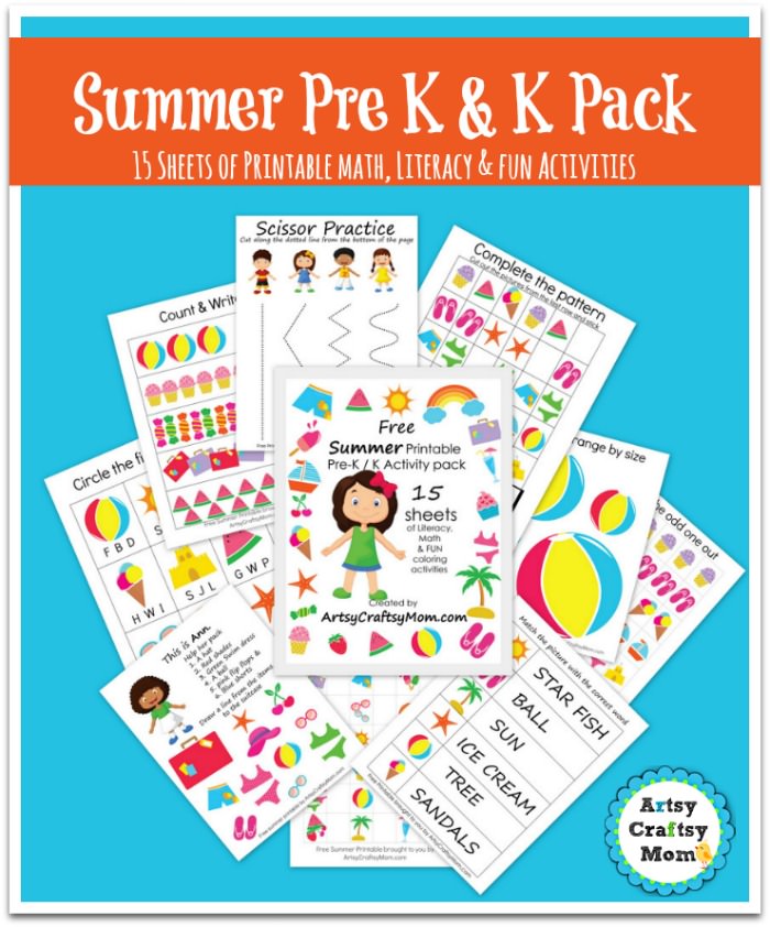 15 Summer Printable Pre-school & Kindergarten activities . ready to Print. 