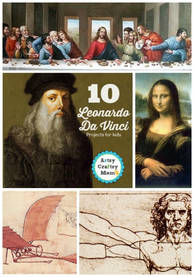 10 Leonardo Da Vinci Projects for kids - learn about Leonardo da Vinci's biography. Renaissance man of many talents including artist, science, and inventor. 