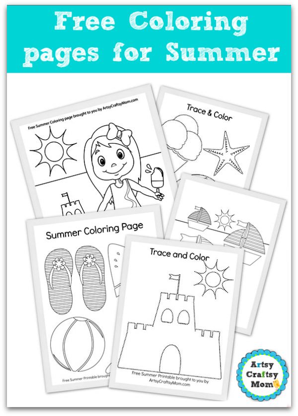 Free coloring pages for summer by ArtsyCraftsyMom.com