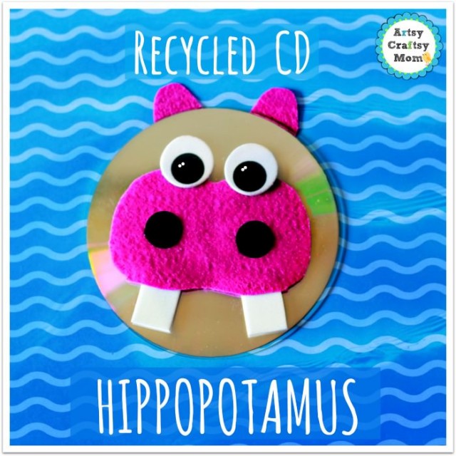 Recycled cd hippo craft