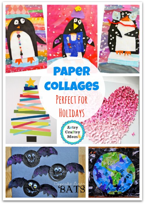 A Collection of 70+ Simple Paper collages that kids will love - A collection of craft ideas that kids can make at home. Frugal, Open-ended & a lot of fun. Make Fun animal collages, Spring, Summer & Collage art for the holidays too.