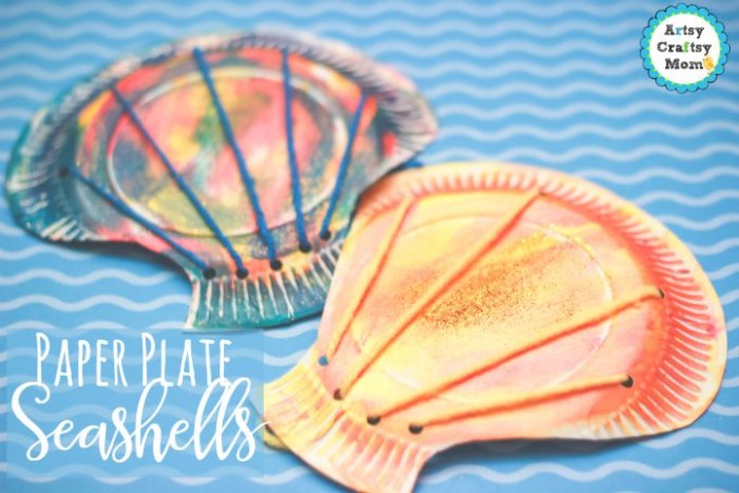 Paper Plate seashell craft for toddlers - step by step tags - paper plate, toddler crafts. ocean study, clams,