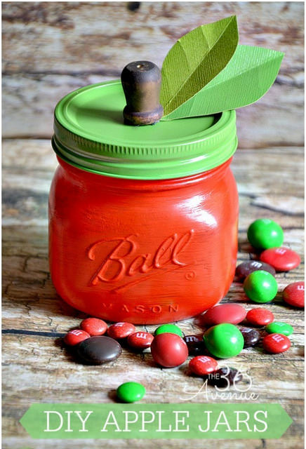 06-Apple-Jar1 - ArtsyCraftsyMom.com Teachers love cute handmade gifts from their students. Check out these 12 Useful Crafts For Teachers Day that Kids Can Make without too much time or effort!