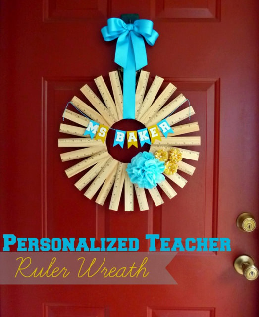 07-Ruler-Wreath-680x832 - ArtsyCraftsyMom.com Teachers love cute handmade gifts from their students. Check out these 12 Useful Crafts For Teachers Day that Kids Can Make without too much time or effort!