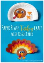 Paper Plate Thanksgiving Turkey craft with Tissue Paper