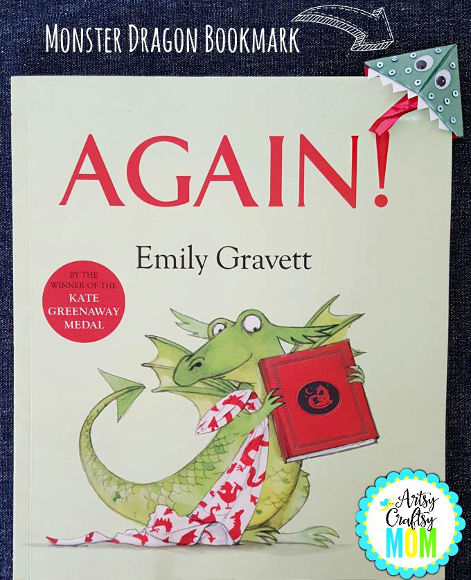 Back to school Monster Bookmarks - Easy to fold origami adorable Dragon bookmark, perfect for Halloween, back to school or just for fun. Goes well with book - Again! by Emily Gravett