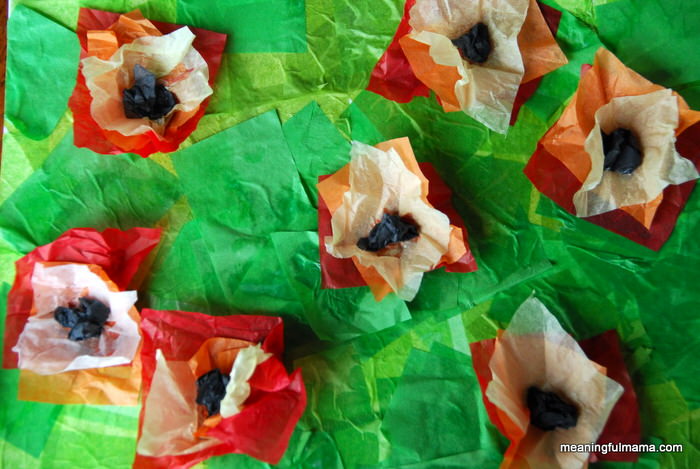 Tissue paper Monet poppies - Monet was the father of Impressionist painting. Check out our Art appreciation series - 10 Claude Monet Art Projects for Kids - impressionism, lily pond etc